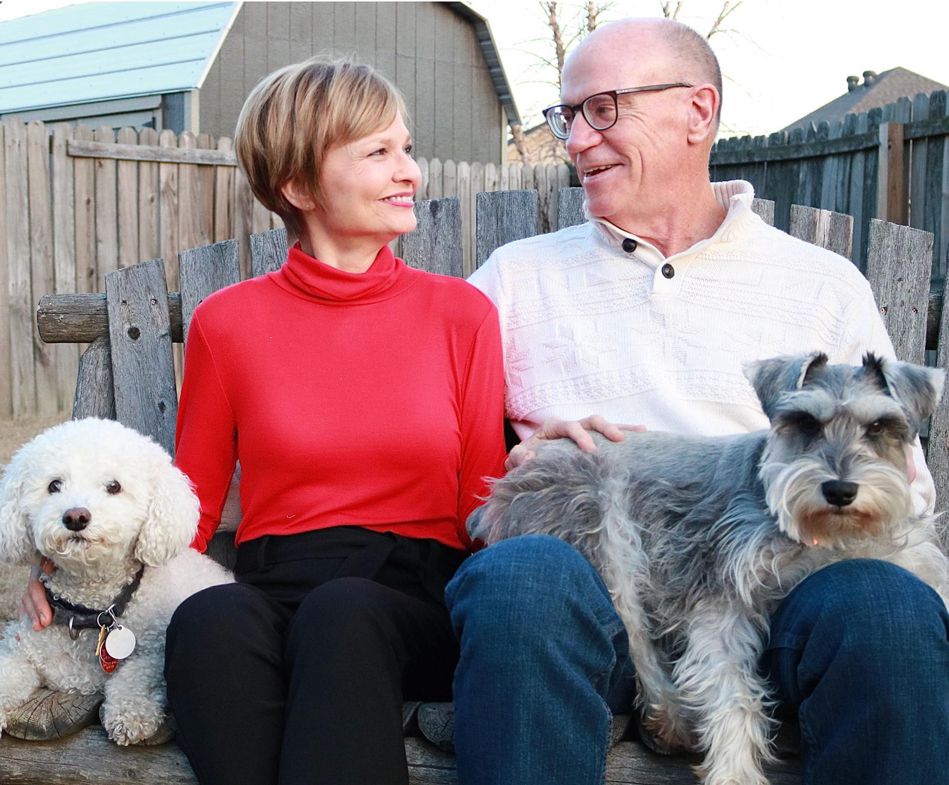 mark and risa and their two dogs